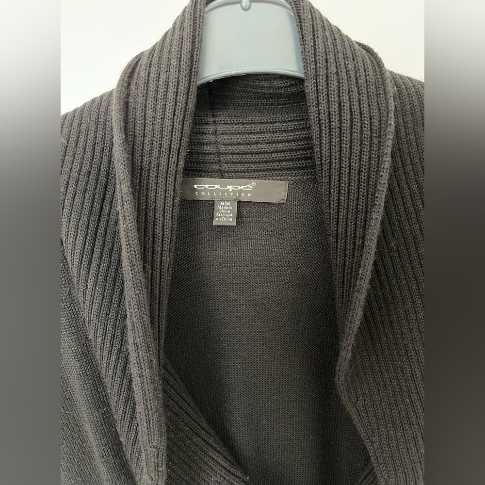 Black Long Cardigan with Button Detail 3/4 sleeves - Picture 7 of 8